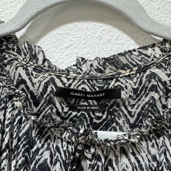 ISABEL MARANT 100% Silk Pleated Crêpe de Chine Blouse Top Women’s Sz FR 38 US 6 - Picture 3 of 10